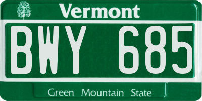 VT license plate BWY685