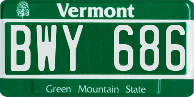 VT license plate BWY686