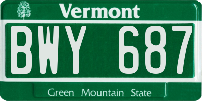VT license plate BWY687