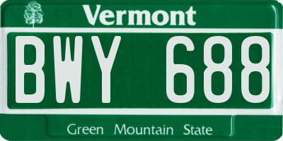 VT license plate BWY688