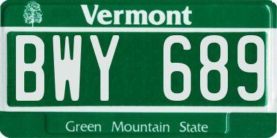 VT license plate BWY689