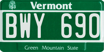 VT license plate BWY690