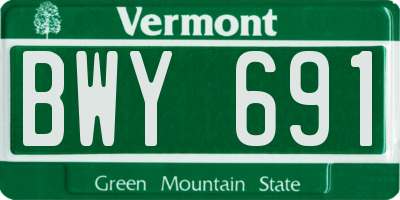 VT license plate BWY691