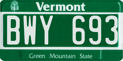 VT license plate BWY693