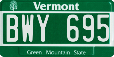 VT license plate BWY695