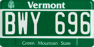 VT license plate BWY696