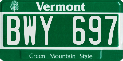 VT license plate BWY697