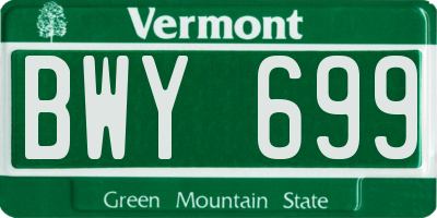 VT license plate BWY699