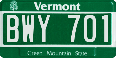 VT license plate BWY701