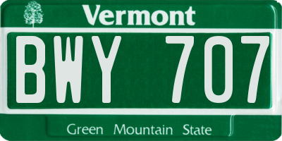 VT license plate BWY707