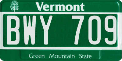 VT license plate BWY709