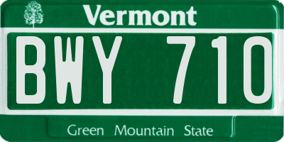 VT license plate BWY710
