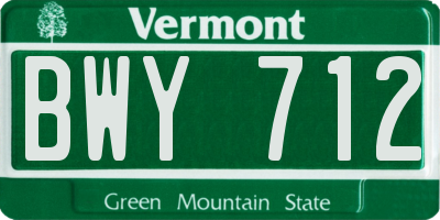 VT license plate BWY712