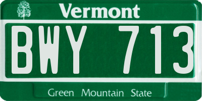 VT license plate BWY713