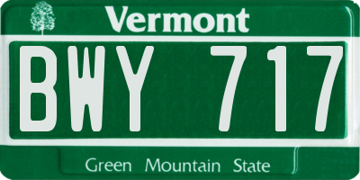 VT license plate BWY717
