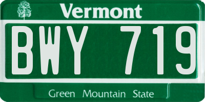 VT license plate BWY719