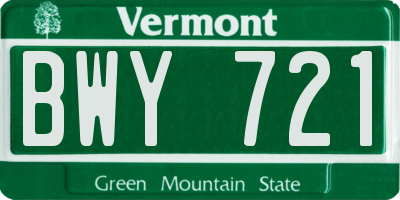 VT license plate BWY721