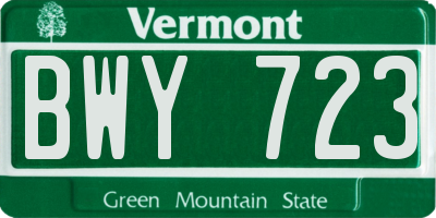 VT license plate BWY723
