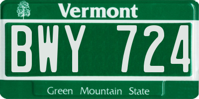 VT license plate BWY724