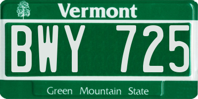 VT license plate BWY725