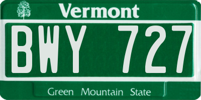 VT license plate BWY727