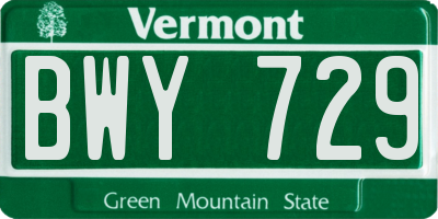 VT license plate BWY729