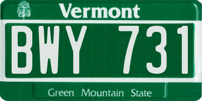 VT license plate BWY731