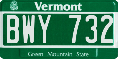 VT license plate BWY732