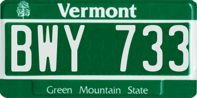 VT license plate BWY733