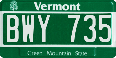 VT license plate BWY735