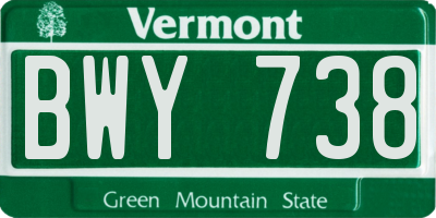 VT license plate BWY738