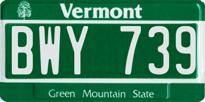 VT license plate BWY739