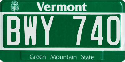 VT license plate BWY740