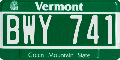 VT license plate BWY741