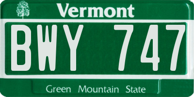 VT license plate BWY747