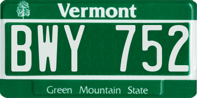 VT license plate BWY752