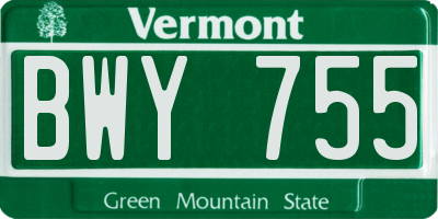 VT license plate BWY755