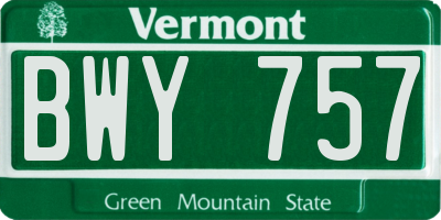 VT license plate BWY757