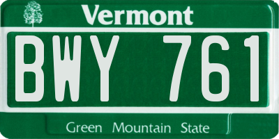 VT license plate BWY761