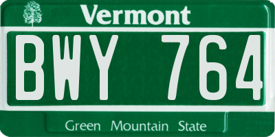 VT license plate BWY764
