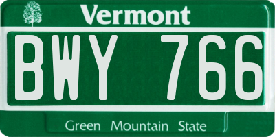 VT license plate BWY766