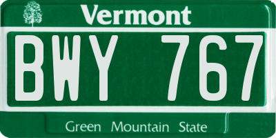VT license plate BWY767