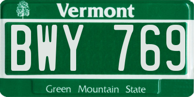VT license plate BWY769