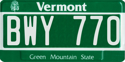 VT license plate BWY770