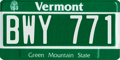 VT license plate BWY771