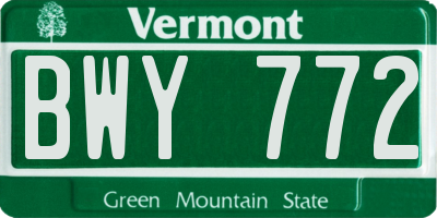 VT license plate BWY772