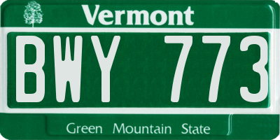 VT license plate BWY773