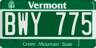 VT license plate BWY775