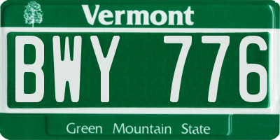 VT license plate BWY776