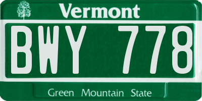 VT license plate BWY778